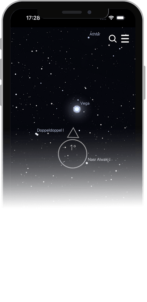 Universe Star Finder app showing a named star in AR
