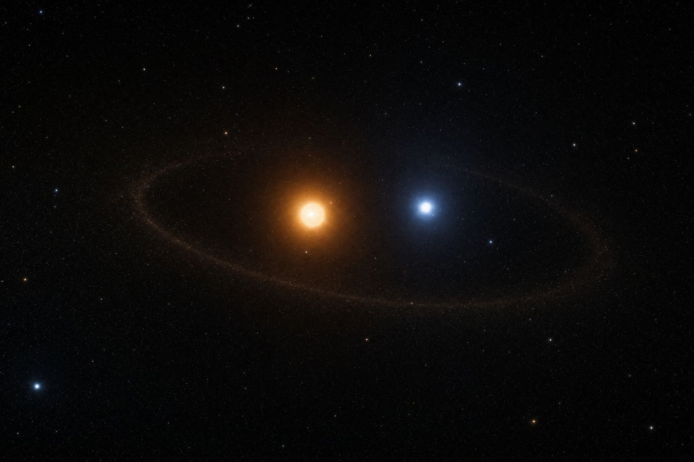 Two stars orbiting within a binary star system