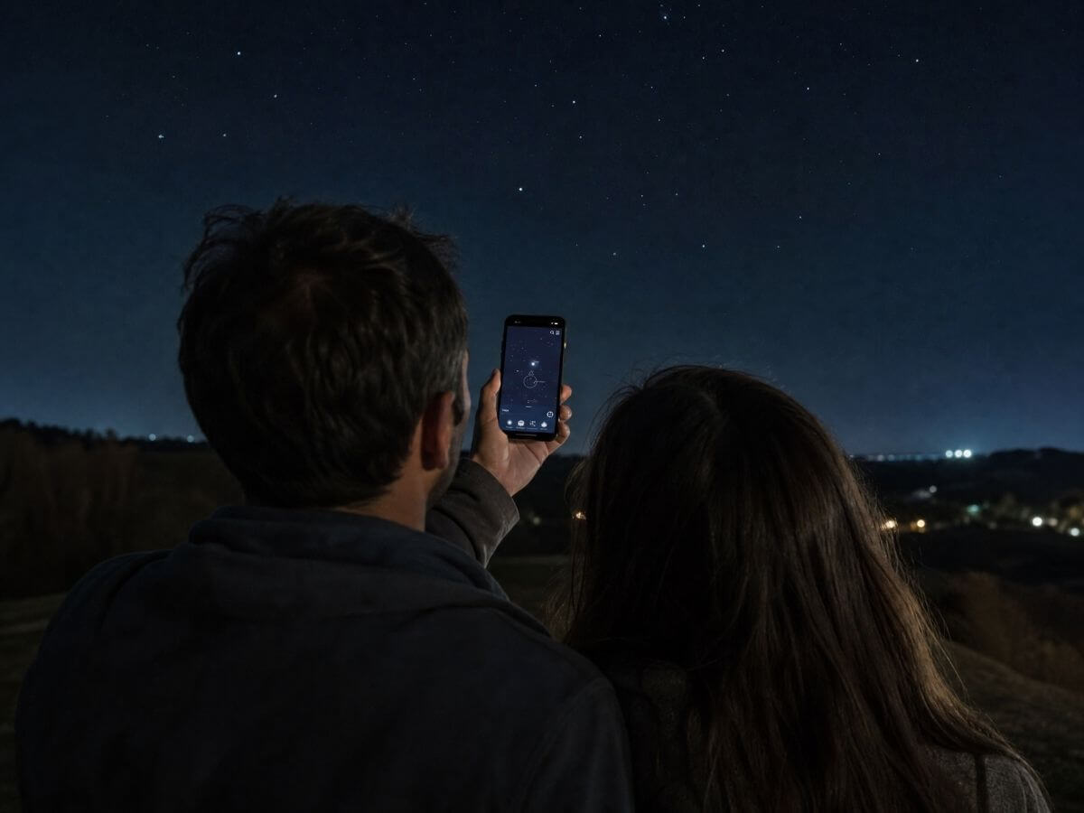 A man presents his wife with a Name a Star gift